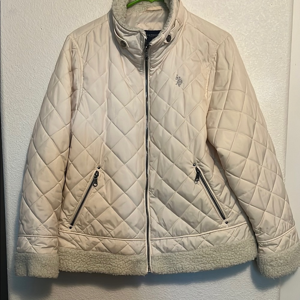 U.S. Polo Assn. Women's Off-White Quilted Puffer Coat